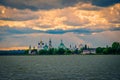 Sunset over the Lake Nero and Spaso-Yakovlevsky Monastery in Rostov Royalty Free Stock Photo